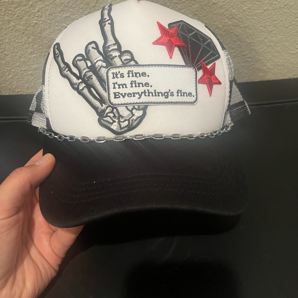 Homemade Black & White Graphic Trucker Hat